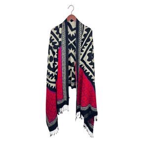 DX Dana Xu Abstract Print Wool Shawl